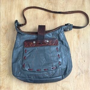Vintage leather Gray and Brown Shoulder Bag